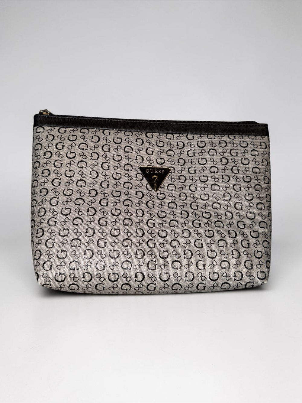 GUESS Black and Gray Monogram Toiletry Bag